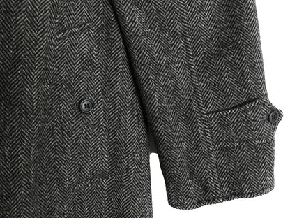 80s イギリス製 ★ バーバリー バルマカーン コート メンズ L / ヴィンテージ リバーシブル ツイード ウール コットン ステンカラー ロング