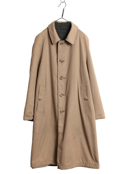 80s イギリス製 ★ バーバリー バルマカーン コート メンズ L / ヴィンテージ リバーシブル ツイード ウール コットン ステンカラー ロング