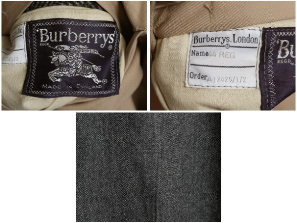 80s イギリス製 ★ バーバリー バルマカーン コート メンズ L / ヴィンテージ リバーシブル ツイード ウール コットン ステンカラー ロング