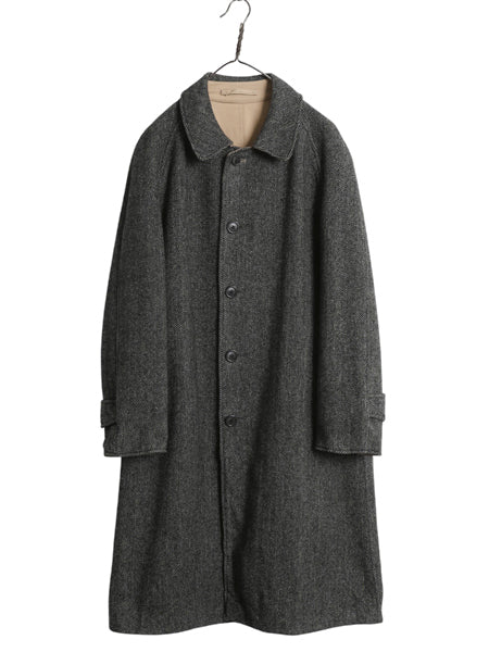 80s イギリス製 ★ バーバリー バルマカーン コート メンズ L / ヴィンテージ リバーシブル ツイード ウール コットン ステンカラー ロング