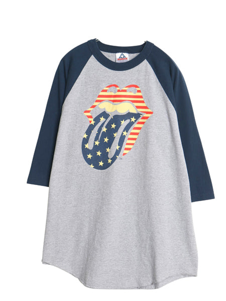 00s ローリング ストーンズ ツアー 両面 プリント ベースボール Tシャツ メンズ XL オールド リップタン バンド ロック 7分袖 大きいサイズ