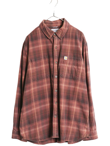 US企画 カーハート 長袖 ボタンダウン フランネル シャツ メンズ XL / チェック RELAXED FIT ネルシャツ ワーク 大きいサイズ マルチカラー