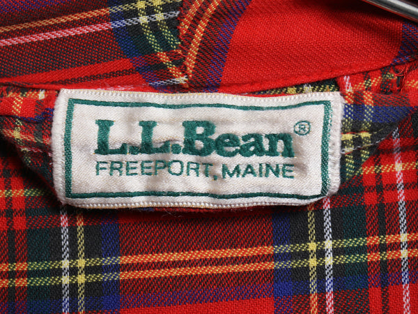 80s USA製 エルエルビーン チェック フランネル ガウン コート メンズ L / ヴィンテージ ロング ローブ 羽織り ネルシャツ ベルト付き 薄手