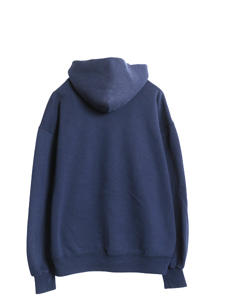 90s USA製 ラッセル 無地 スウェット フード パーカー メンズ レディース L / オールド プルオーバー トレーナー ブランク 裏起毛 ネイビー