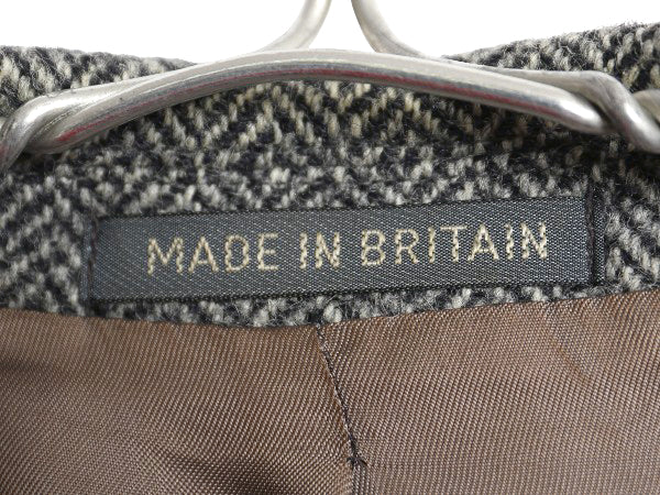 90s イギリス製 ハリスツイード テーラード ジャケット メンズ L 程 オールド ウール ツイード ブレザー ヘリンボーン ストライプ トラッド