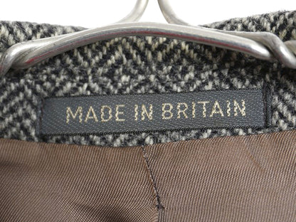 90s イギリス製 ハリスツイード テーラード ジャケット メンズ L 程 オールド ウール ツイード ブレザー ヘリンボーン ストライプ トラッド