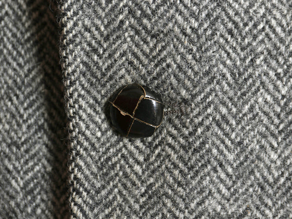 90s イギリス製 ハリスツイード テーラード ジャケット メンズ L 程 オールド ウール ツイード ブレザー ヘリンボーン ストライプ トラッド