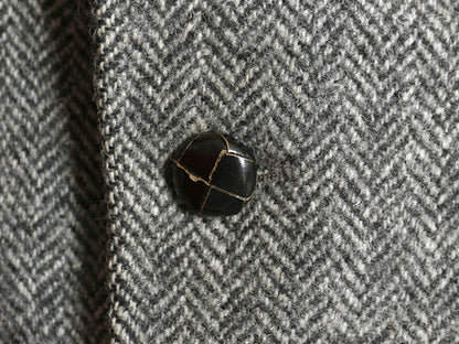 90s イギリス製 ハリスツイード テーラード ジャケット メンズ L 程 オールド ウール ツイード ブレザー ヘリンボーン ストライプ トラッド