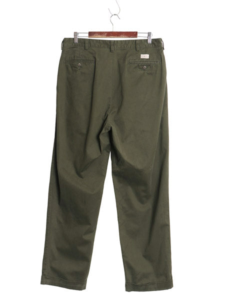 90s ポロ ラルフローレン チノ パンツ メンズ 36 32 オールド HAMMOND PANT コットン スラックス ツータック ストレート 裾ダブル オリーブ