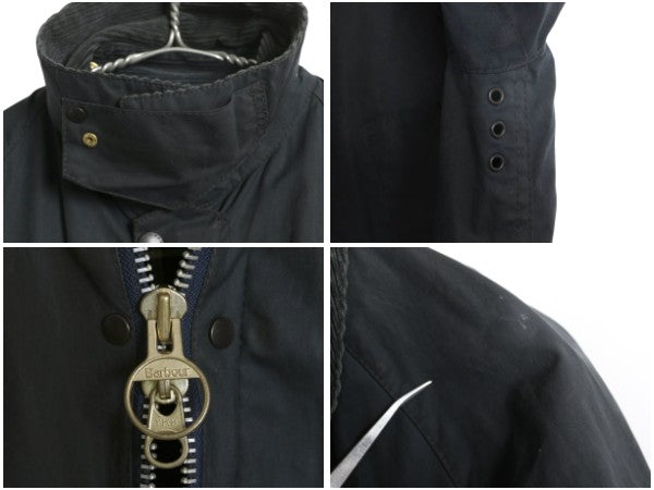 90s イギリス製 ★ バブアー ビデイル オイルド ジャケット メンズ M 古着 オールド ハーフ コート アウトドア 3ワラント ハンティング 紺