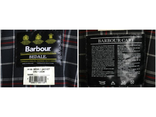 90s イギリス製 ★ バブアー ビデイル オイルド ジャケット メンズ M 古着 オールド ハーフ コート アウトドア 3ワラント ハンティング 紺
