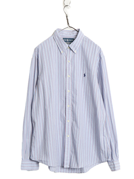 ラルフローレン ストライプ 長袖 ボタンダウン シャツ メンズ XL / 古着 ポロ コットン 長袖シャツ ワンポイント 大きいサイズ ワイシャツ