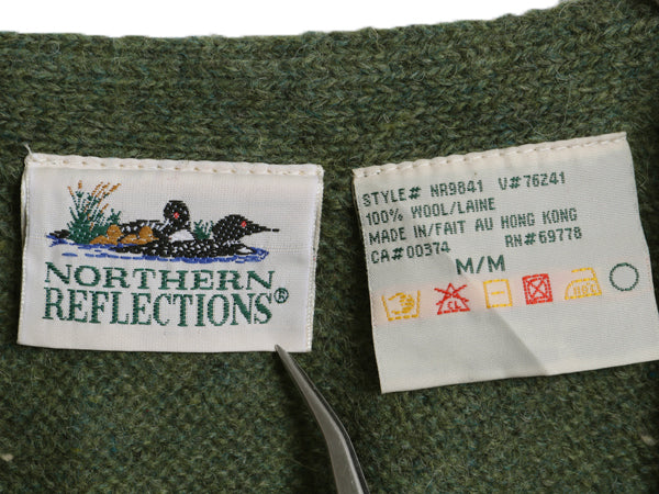 90s Northern Reflections フェアアイル ニット カーディガン レディース M / 前開き 羽織り ウール セーター ノルディック 総柄 トラッド