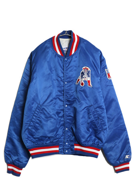90s USA製 ペイトリオッツ ナイロン サテン スタジャン メンズ L / オールド NFL オフィシャル スターター 中綿 キルティング ライナー付き