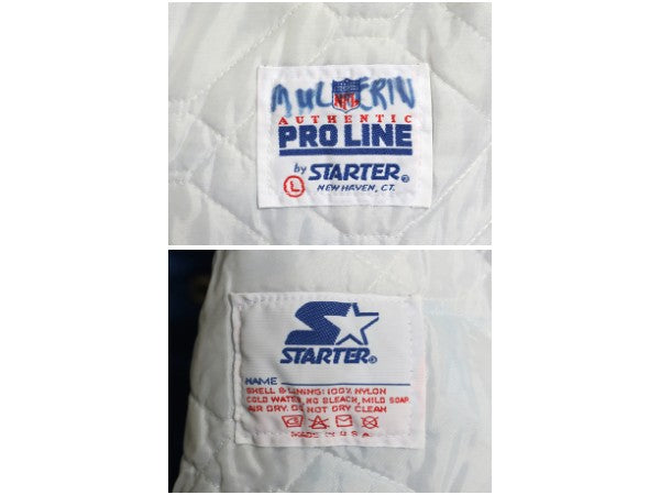 90s USA製 ペイトリオッツ ナイロン サテン スタジャン メンズ L / オールド NFL オフィシャル スターター 中綿 キルティング ライナー付き