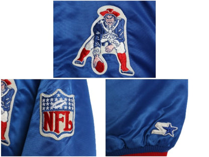 90s USA製 ペイトリオッツ ナイロン サテン スタジャン メンズ L / オールド NFL オフィシャル スターター 中綿 キルティング ライナー付き
