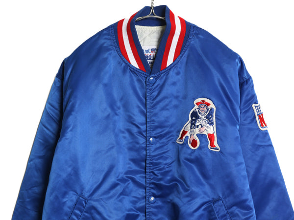 90s USA製 ペイトリオッツ ナイロン サテン スタジャン メンズ L / オールド NFL オフィシャル スターター 中綿 キルティング ライナー付き