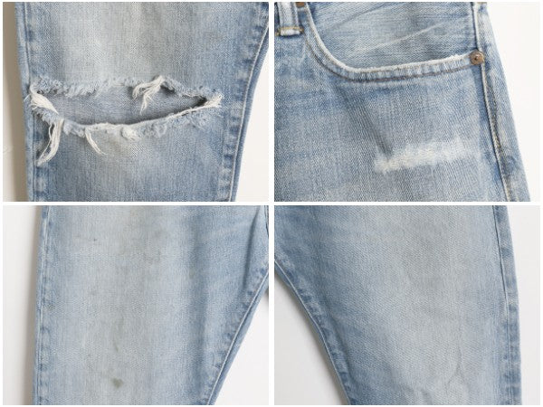 ポロ ラルフローレン デニム パンツ メンズ 34 32 リペア クラッシュ ヴィンテージ 加工 ジーンズ ジーパン スリム ストレート ヒゲ アタリ