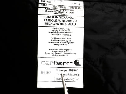 デッドストック US企画 カーハート 中綿 ダック ベスト メンズ XL ナイロン キルティング ライナー 重ね着 前開き ワーク 大きいサイズ 茶