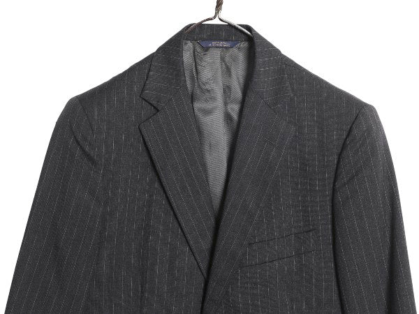  USA製 ブルックスブラザーズ テーラード ジャケット メンズ M 程 古着 ウール ブレザー スーツ サマー ストライプ きれいめ ビジネス 濃灰