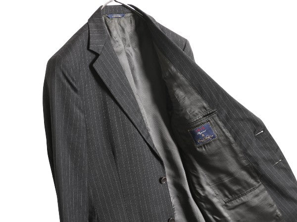  USA製 ブルックスブラザーズ テーラード ジャケット メンズ M 程 古着 ウール ブレザー スーツ サマー ストライプ きれいめ ビジネス 濃灰
