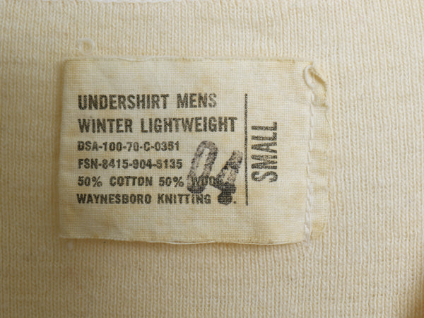 70s 米軍実物 US ARMY ヘンリーネック アンダーシャツ メンズ S / 古着 70年製 ヴィンテージ 長袖 Tシャツ サーマル リブ編み ナチュラル 