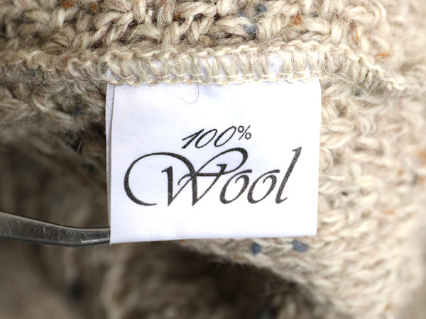 Blarney Woolen Mills フィッシャーマン ウール ニット セーター メンズ レディース L / ロールネック ヒツジ 刺繍 アラン ケーブル グレー