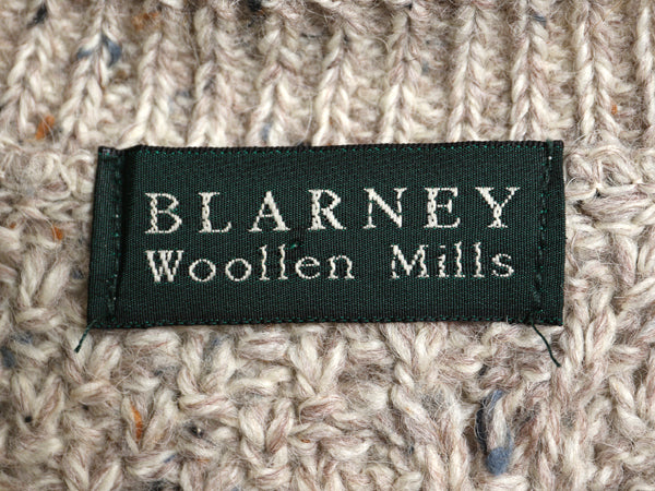 Blarney Woolen Mills フィッシャーマン ウール ニット セーター メンズ レディース L / ロールネック ヒツジ 刺繍 アラン ケーブル グレー