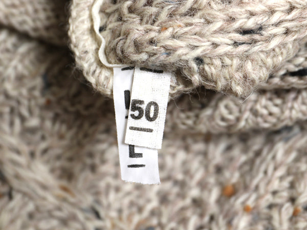 Blarney Woolen Mills フィッシャーマン ウール ニット セーター メンズ レディース L / ロールネック ヒツジ 刺繍 アラン ケーブル グレー