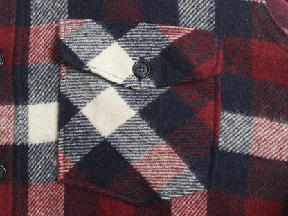  70s USA製 ウールリッチ CPO ウール シャツ メンズ L 古着 ヴィンテージ 白タグ ブロック チェック ヘビーウェイト ジャケット 長袖シャツ