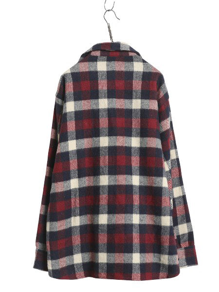  70s USA製 ウールリッチ CPO ウール シャツ メンズ L 古着 ヴィンテージ 白タグ ブロック チェック ヘビーウェイト ジャケット 長袖シャツ