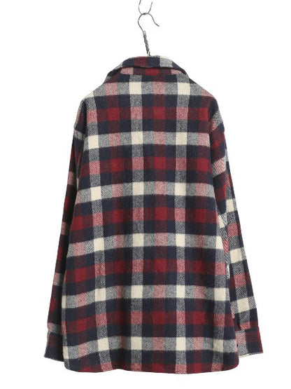  70s USA製 ウールリッチ CPO ウール シャツ メンズ L 古着 ヴィンテージ 白タグ ブロック チェック ヘビーウェイト ジャケット 長袖シャツ