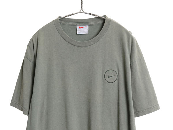 90s ナイキ スモール スウッシュ 刺繍 半袖 Tシャツ メンズ L / オールド ワンポイント ヘビーウェイト コットン カットソー クルーネック