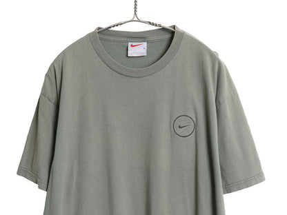 90s ナイキ スモール スウッシュ 刺繍 半袖 Tシャツ メンズ L / オールド ワンポイント ヘビーウェイト コットン カットソー クルーネック
