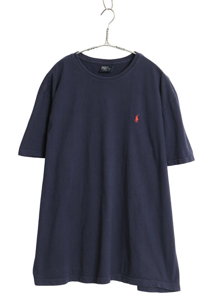 90s ポロ ラルフローレン 半袖 Tシャツ メンズ L / オールド コットン ワンポイント カットソー シンプル トップス クルーネック ネイビー