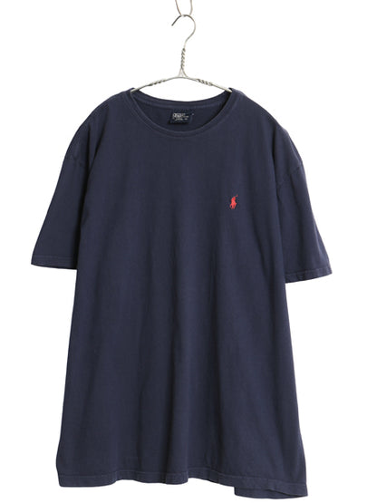 90s ポロ ラルフローレン 半袖 Tシャツ メンズ L / オールド コットン ワンポイント カットソー シンプル トップス クルーネック ネイビー
