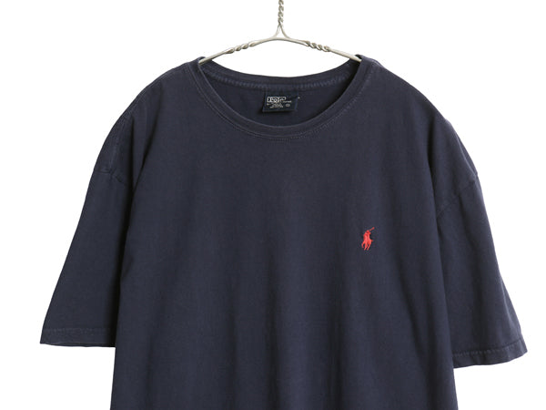 90s ポロ ラルフローレン 半袖 Tシャツ メンズ L / オールド コットン ワンポイント カットソー シンプル トップス クルーネック ネイビー