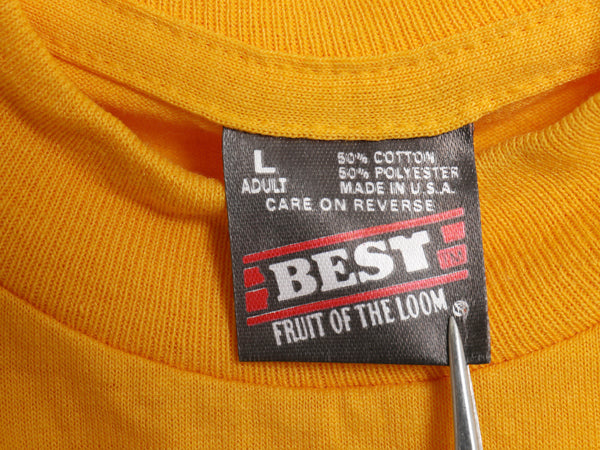 デッドストック 90s USA製 フルーツオブザルーム 無地 半袖 Tシャツ メンズ L / 新品 シングルステッチ カットソー トップス ブランク 黄 