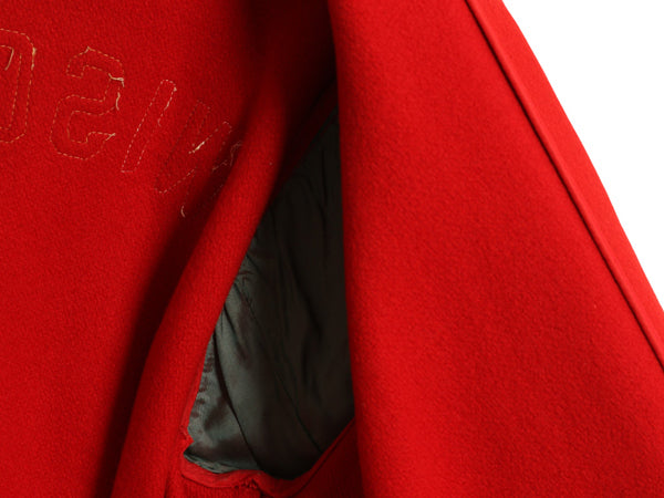 50s 60s ★ 袖 レザー ウール スタジャン 44 メンズ XL 程 ヴィンテージ フェルト ワッペン アワード ジャケット ブルゾン 赤 大きいサイズ