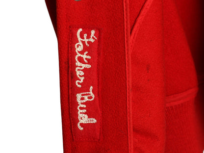 50s 60s ★ 袖 レザー ウール スタジャン 44 メンズ XL 程 ヴィンテージ フェルト ワッペン アワード ジャケット ブルゾン 赤 大きいサイズ