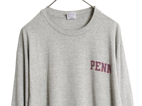 90s USA製 PENN カレッジ 両面 プリント 長袖 Tシャツ メンズ XL / オールド ロンT ロングスリーブ シングルステッチ グレー 大きいサイズ