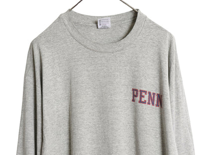 90s USA製 PENN カレッジ 両面 プリント 長袖 Tシャツ メンズ XL / オールド ロンT ロングスリーブ シングルステッチ グレー 大きいサイズ