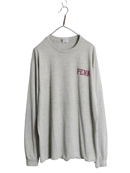 90s USA製 PENN カレッジ 両面 プリント 長袖 Tシャツ メンズ XL / オールド ロンT ロングスリーブ シングルステッチ グレー 大きいサイズ