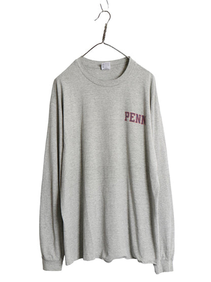 90s USA製 PENN カレッジ 両面 プリント 長袖 Tシャツ メンズ XL / オールド ロンT ロングスリーブ シングルステッチ グレー 大きいサイズ