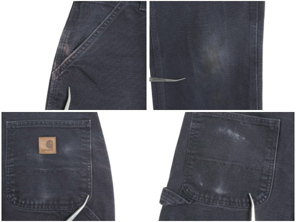 US企画 カーハート ウォッシュド ダック ペインター パンツ メンズ 31 30 / ワーク ストレート ヘビーウェイト ボトムス ネイビー ゆったり