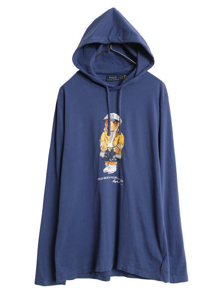 ポロベア ポロ ラルフローレン フード付き プリント 長袖 Tシャツ メンズ L ロンT ロングスリーブ パーカー キャラクター カットソー RL-93