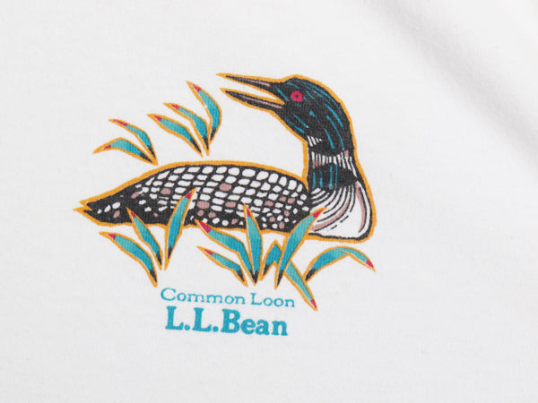 90s USA製 エルエルビーン カモ イラスト プリント 半袖 ポロシャツ メンズ M / オールド アウトドア ハンティング 半袖シャツ コットン 白