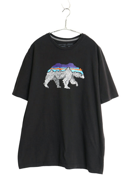 パタゴニア プリント 半袖 Tシャツ メンズ L / 21年製 アウトドア カットソー フィッツロイ ベア グラフィック イラスト アート ブラック