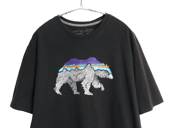 パタゴニア プリント 半袖 Tシャツ メンズ L / 21年製 アウトドア カットソー フィッツロイ ベア グラフィック イラスト アート ブラック