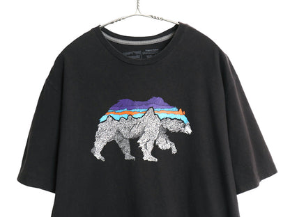 パタゴニア プリント 半袖 Tシャツ メンズ L / 21年製 アウトドア カットソー フィッツロイ ベア グラフィック イラスト アート ブラック
